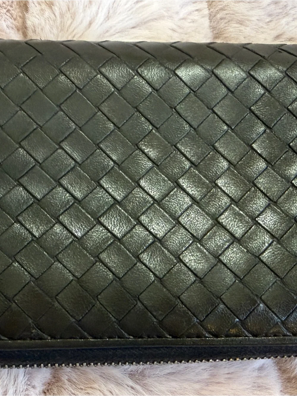 Bottega Veneta Brown Intrecciato Zip Wallet